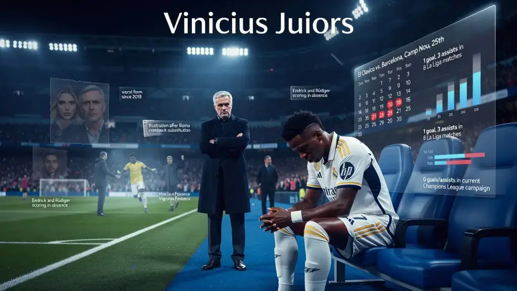 Vinicius Junior inicia suspensão em meio à pior fase no Real Madrid